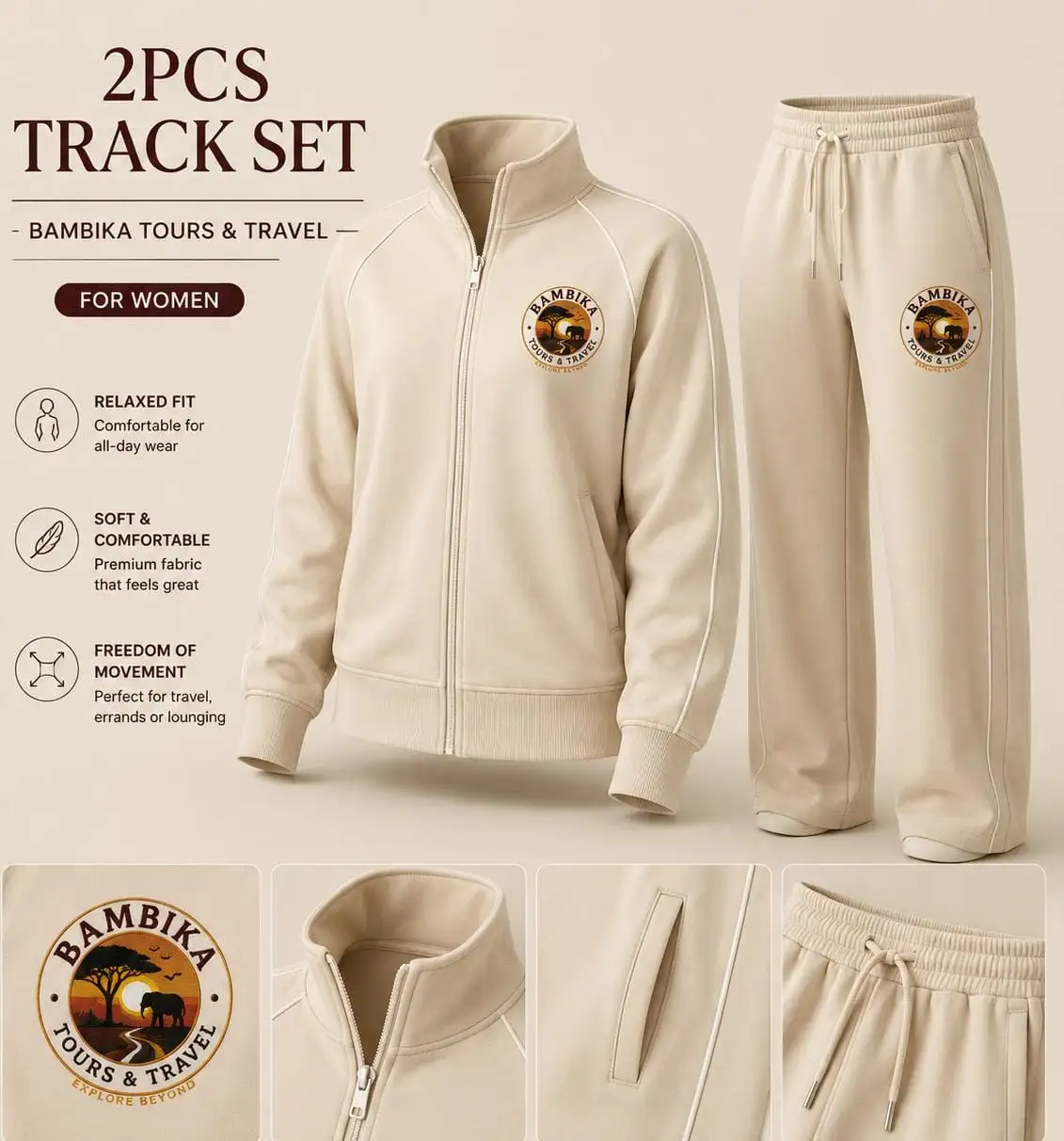 full set cream jump suit